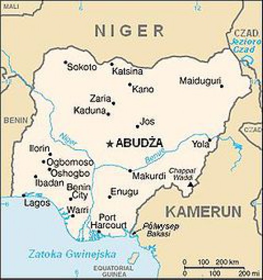 mapka Nigerii wzięta ze strony wikipedia