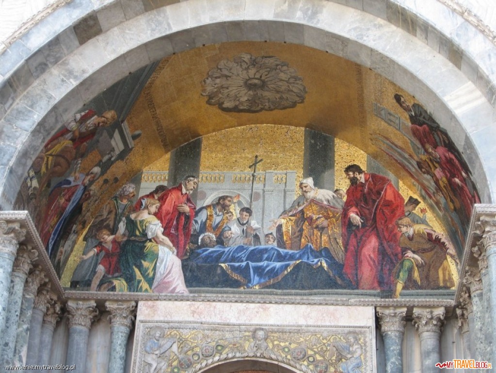 Jedna z barkowych mozaik zdobiących Bazylikę św. Marka. Przedstawia sprowadzenie ciała św. Marka. 
